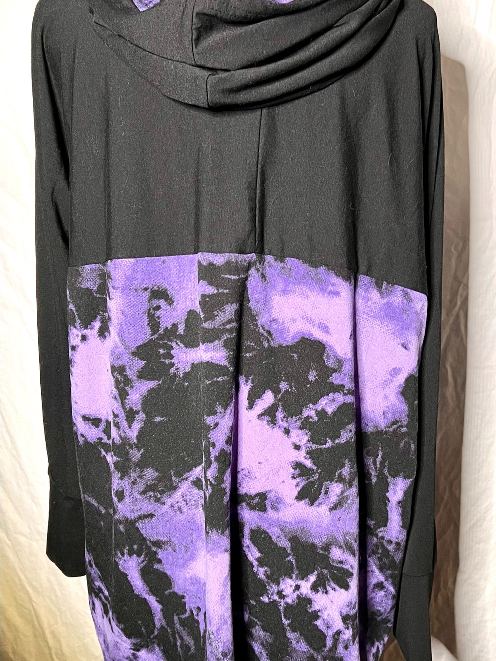 Lularoe Purple & Black Tie-Dye Hooded Pullover - Picture 3 of 5